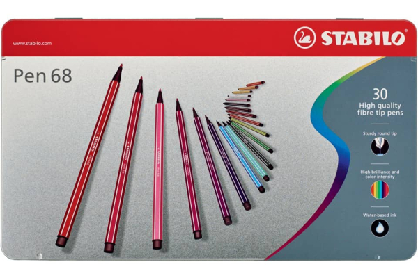 Pennarelli Stabilo Pen 68 1 mm scatola di metallo assortiti Conf. 30 pezzi - 6830-6