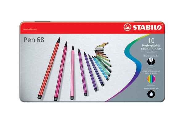 Pennarelli Stabilo Pen 68 1 mm scatola di metallo assortiti Conf. 10 pezzi - 6810-6