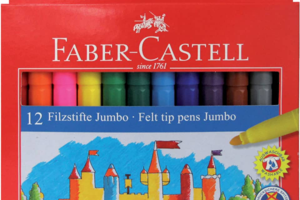 Pennarelli Faber-Castell CASTELLO Jumbo punta grossa 5 mm assortiti astuccio di cartone da 12 - 554312