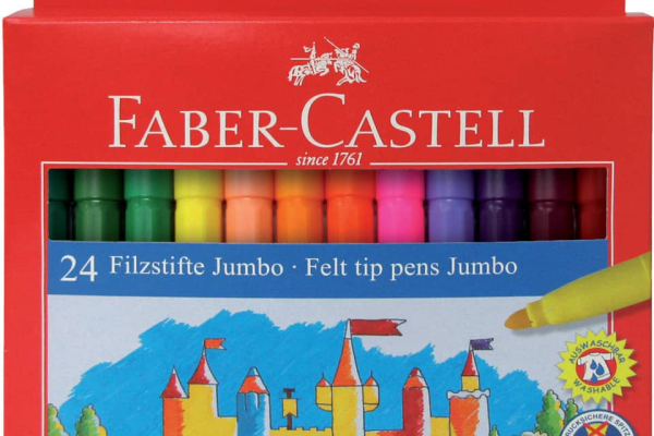 Pennarelli Faber-Castell CASTELLO Jumbo punta grossa 5 mm assortiti astuccio di cartone da 24 - 554324
