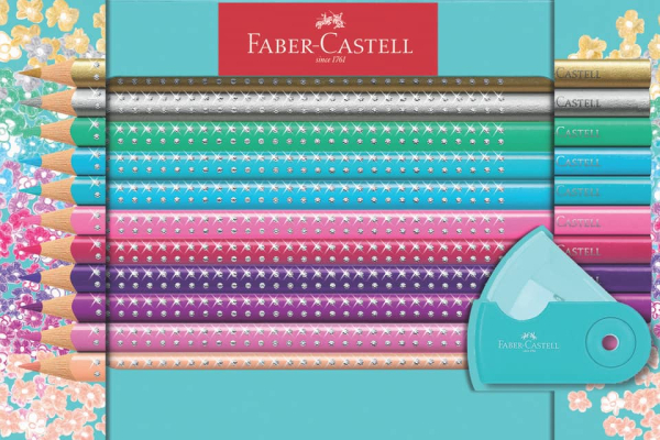 Matite colorate Faber-Castell Sparkle colori assortiti 20 matite + 1 temperino sleeve mini turchese - 201641