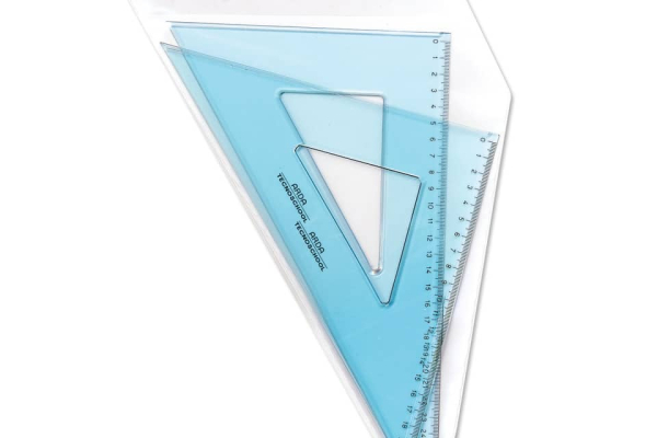 Coppia squadre ARDA Linea Tecnoschool plastica azzurro trasparente Formato 45° e 60° 30 cm  Conf. 2 pezzi - 60330SS