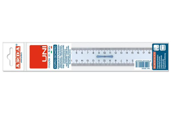 Doppio decimetro ARDA Linea Uni plastica fumé ottico trasparente 20 cm 283SS