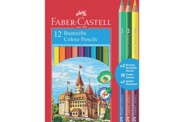Matite colorate Faber-Castell Eco Il Castello Conf. 12 + 3 Bicolor - 110312
