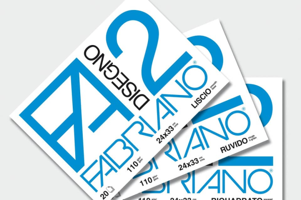 Album da disegno Fabriano F2 a 4 angoli 110 g/m² 24x33 cm 20 ff. lisci riquadrati - 06201516