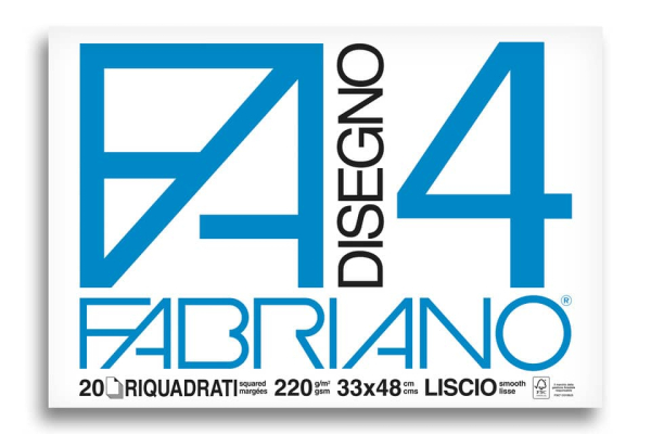 Album da disegno Fabriano F4 220 g/m² 33x48 cm 20 ff. lisci riquadrati 05201797