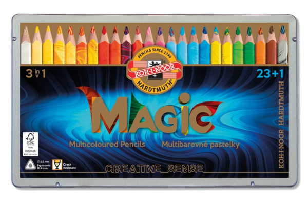 Astuccio matite multicolore KOH-I-NOOR legno di cedro 23 colori 23 matite + 1 blender - H3408024