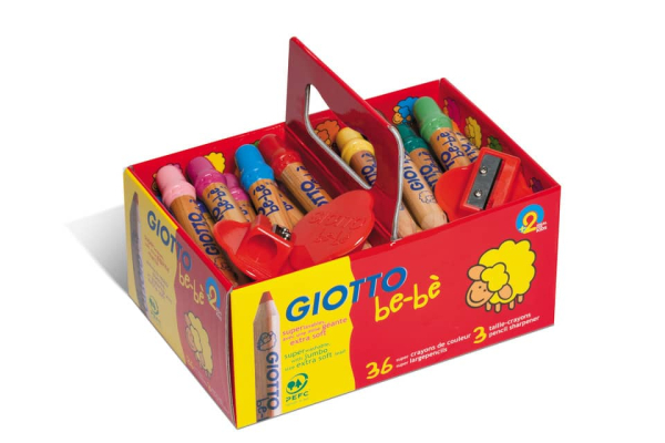 Supermatitoni colorati GIOTTO be-bè mina grande 7 mm assortiti Schoolpack da 36 + 3 temperini - 461300