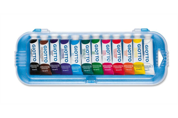 Tempere GIOTTO Extra 7,5 ml assortiti scatola appendibile da 12 tubetti 30250000