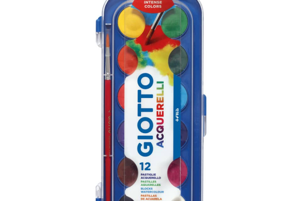 Acquerelli GIOTTO Ø 30 mm assortiti  scatola da 12 + 1 pennello - 351200