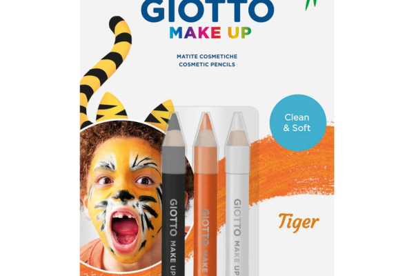 Tris tematico di matite cosmetiche GIOTTO bianco, giallo, nero - Tiger conf. 3 pezzi - 473300
