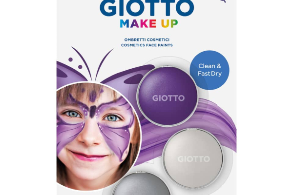 Tris ombretti cosmetici Giotto Make Up viola metallizzato, bianco metallizzato, argento - cf 3 pz - 475800