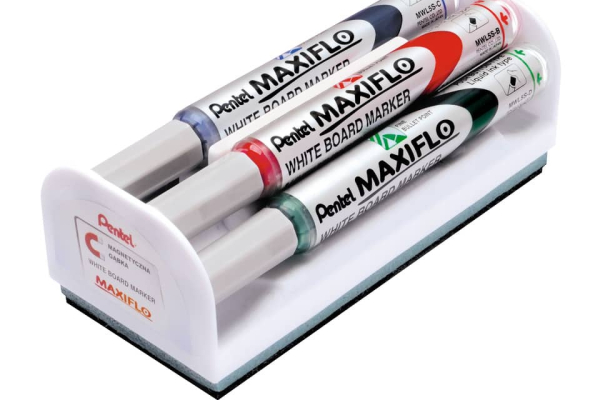 Set cancellino + 4 marcatori Pentel Maxiflo punta conica 4 mm - colori assortiti - MWL5S-4N