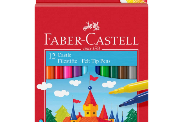 Pennarelli Faber-Castell Castello Superlavabili punta fine 3 mm assortiti astuccio in cartone 12 pezzi - 554201