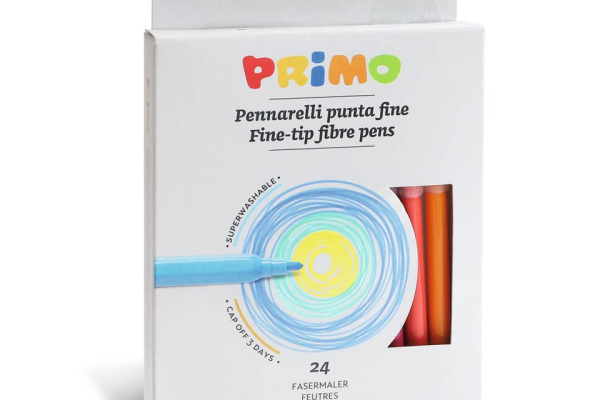 Pennarelli superlavabili punta fine Primo diametro 2,5 mm - colori assortiti scatola di cartone 24 pezzi - 602PEN24