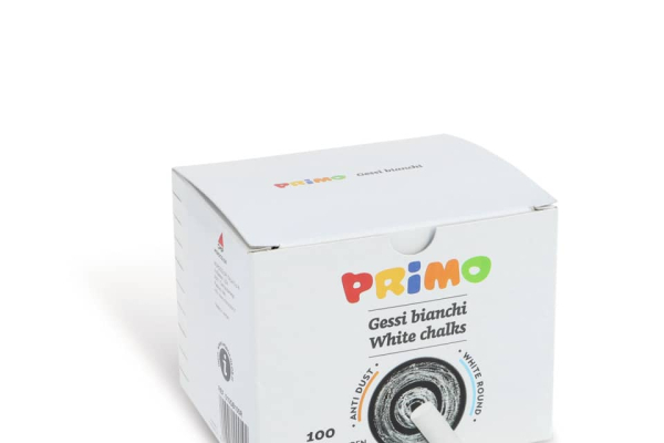 Gessi rotondi non polverosi Primo bianco - Ø 9x80 mm - scatola di cartone 100 pezzi - 010GB100R