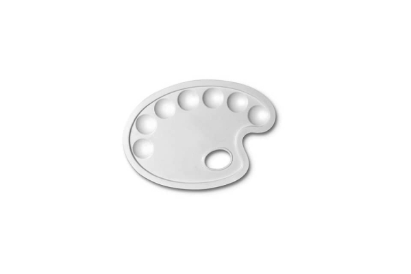 Tavolozza ovale CWR - bianca - plastica 7 scomparti - 24x17 cm 184