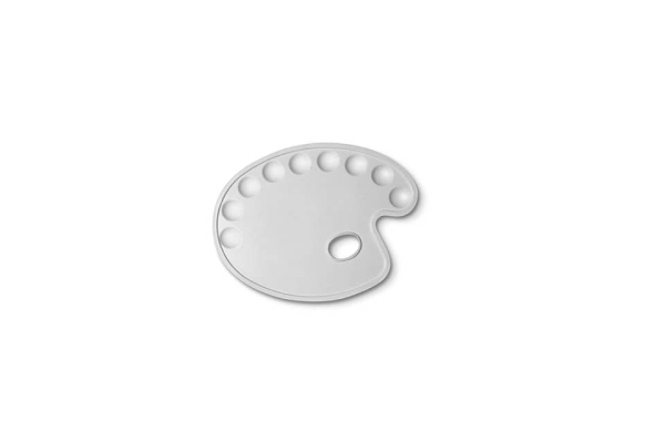 Tavolozza ovale CWR - bianca - plastica 9 scomparti - 30x22 cm 185