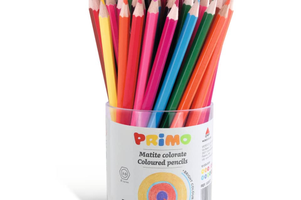 Matite colorate esagonali laccate Primo - 12 colori assortiti Ø mina 2,9 mm - barattolo da 72 pz - 505B72