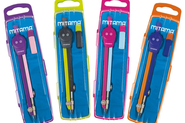 Compasso con asta snodabile Mitama - 100% materiale riciclato - con accessori colori assortiti 23215
