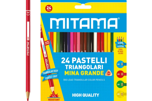 Pastelli laccati fusto triangolare Mitama - mina 3,3 mm - colori assortiti conf. 24 pezzi - 61992