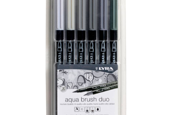 Pennarelli AQUA BRUSH DUO Set 6 pennarelli confezione appendibile Lyra colori grey set - L6521063