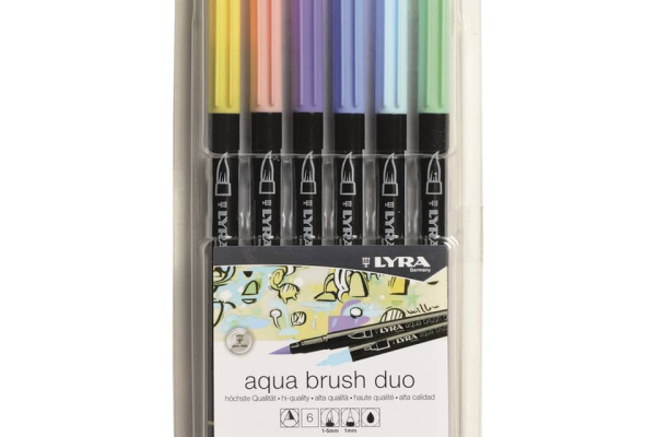 Pennarelli AQUA BRUSH DUO Set 6 pennarelli confezione appendibile Lyra colori pastel - L6521061