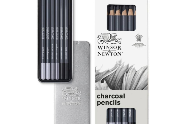 Scatola in metallo da 6 matite in carboncino Winsor&Newton nero 0490025